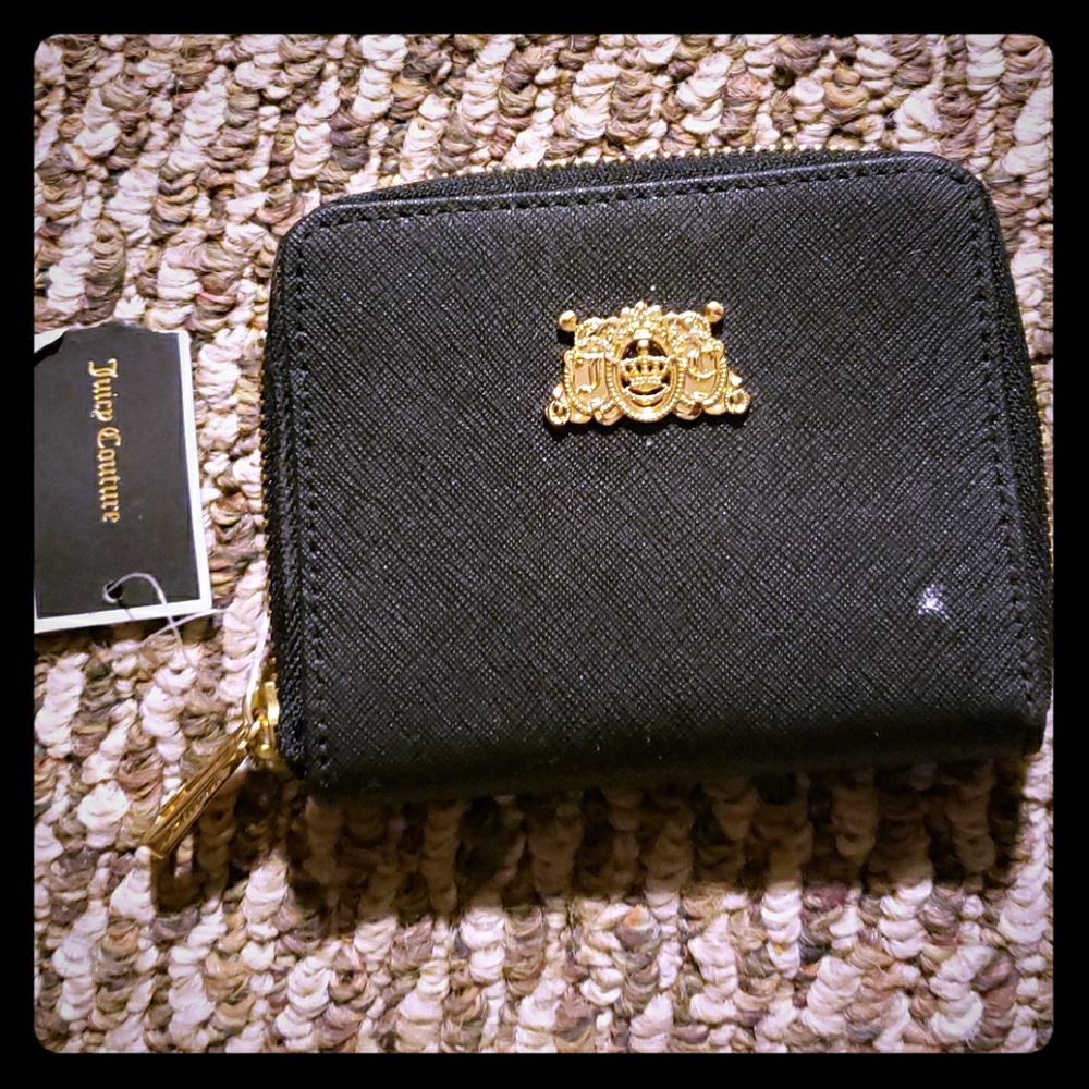 Juicy couture black faux leather wallet cheetah